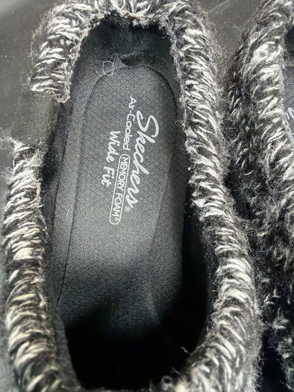 Skechers Womens 11 W Wide Black Slip On Mule Knit Sweater Collar Clogs 167263W - Picture 5 of 9